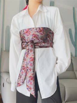 Japanese Style Lace-Up Brocade Corset Belt Jacquard Bustier Wrap for Kimono Shirt Layering Waist Cinching & Women's Accessories