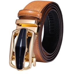 Hi-Tie Men's Orange Brown Belt for Jeans New Yellow Green Blue Leather Jeans Belts Fashion Cowboy Genuine Leather Belt Strap