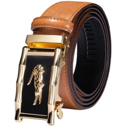 Hi-Tie Men's Orange Brown Belt for Jeans New Yellow Green Blue Leather Jeans Belts Fashion Cowboy Genuine Leather Belt Strap