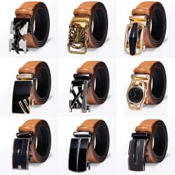 Hi-Tie Men's Orange Brown Belt for Jeans New Yellow Green Blue Leather Jeans Belts Fashion Cowboy Genuine Leather Belt Strap