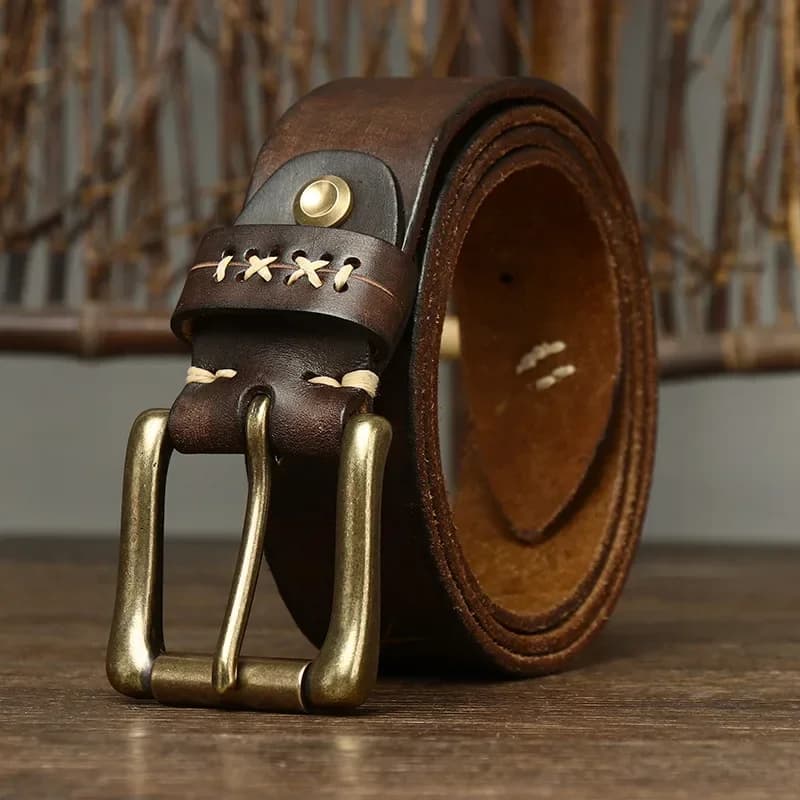 Men High Quality Genuine Leather Belt Luxury Designer Pin Buckle Belts Pure Cowskin Vintage Strap Male Jeans for Man Cowboy