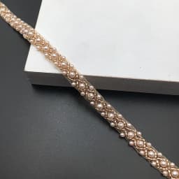JLZXSY 1cmW Handmade Pearl Beaded Lace Trim Mesh Fabric Clothes Decoration Wedding Dress Collar Sleeve Sew on Applique Crafts