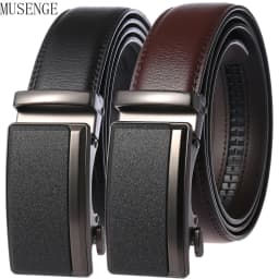 Men's Belts Cowhide High Quality Metal Auto Buckle Gray Business Waist Strap Male Brown Ratchet Belt For Men Leather Straps