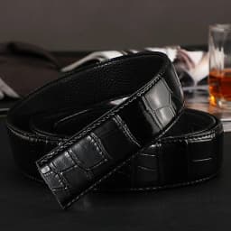 Fashion Men's Belt Without Buckle High-End Crocodile Pattern Business Belt for Male Men's Casual Accessories
