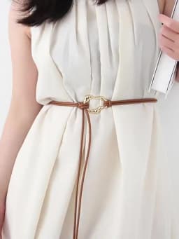 Leather Rope Knotted Thin Belt for Women Metal Buckle PU Skinny Waistbands Female Lady Dress Coat Decorative Straps Girdle