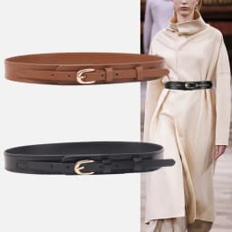 Retro Metal Buckle PU Leather Women Belt All-match Ins Skinny Waist Straps Lady Female Dress Coat Decorative Waistband