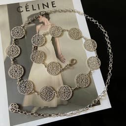 Elegant Round Metal Belt For Women Retro Gold Silver Carved Hollow Out Chain Long Belts Fashion Dress Decorative Lady Waistband