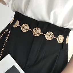 Elegant Round Metal Belt For Women Retro Gold Silver Carved Hollow Out Chain Long Belts Fashion Dress Decorative Lady Waistband