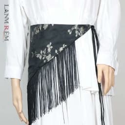 LANMREM American Style Women's Belt Spliced Tassel Bandage Waistband All-match Shirt Dress Female Spring New Fashion 2DC1589