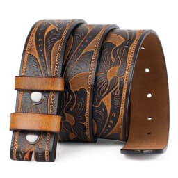 Genuine Leather Vintage Belt No Buckle Embossed Cowhide Without Buckle Men Strap Male Western Cowboy Belts