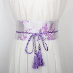 Vintage Floral Embroidered Waistband for Women Elegant Chinese Style Bow Tie Wrap Around Belt with Tassels for Dress Clothing