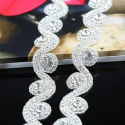 JLZXSY 1 Yard Gold Silver Rose Gold Rhinestone Applique Trim Iron on Hot Fix Crystal Embellishment Beaded Applique Accessories