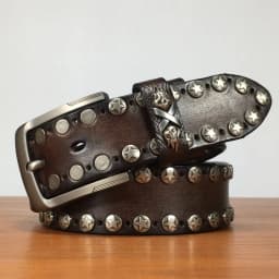 Handmade Punk Style Rivets Genuine Leather Belt Cowhide Strap For Pants Moto Biker Studded Belts Pin Buckle Waistband