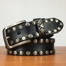 Handmade Punk Style Rivets Genuine Leather Belt Cowhide Strap For Pants Moto Biker Studded Belts Pin Buckle Waistband