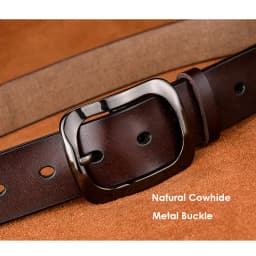 KOLBER 3.3cm Women's Leather Belt Natural Cowhide Trouser Belt for Female Metal Buckle Jeans Casual Red Belt Girdle Waistband