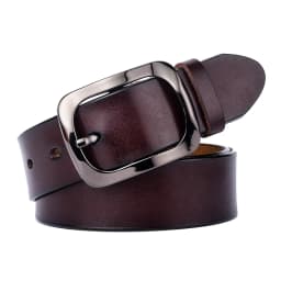 KOLBER 3.3cm Women's Leather Belt Natural Cowhide Trouser Belt for Female Metal Buckle Jeans Casual Red Belt Girdle Waistband