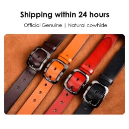 KOLBER 3.3cm Women's Leather Belt Natural Cowhide Trouser Belt for Female Metal Buckle Jeans Casual Red Belt Girdle Waistband