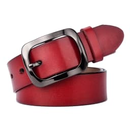KOLBER 3.3cm Women's Leather Belt Natural Cowhide Trouser Belt for Female Metal Buckle Jeans Casual Red Belt Girdle Waistband