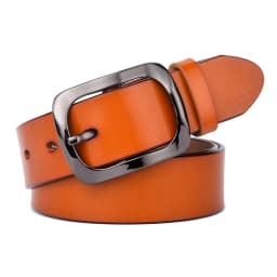 KOLBER 3.3cm Women's Leather Belt Natural Cowhide Trouser Belt for Female Metal Buckle Jeans Casual Red Belt Girdle Waistband
