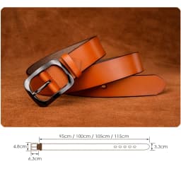 KOLBER 3.3cm Women's Leather Belt Natural Cowhide Trouser Belt for Female Metal Buckle Jeans Casual Red Belt Girdle Waistband