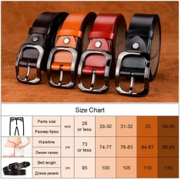 KOLBER 3.3cm Women's Leather Belt Natural Cowhide Trouser Belt for Female Metal Buckle Jeans Casual Red Belt Girdle Waistband