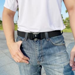 VATLTY New Men's Elastic Belt Metal Buckle Quick Release Soft Casual Belt Polyester Tactical Outdoor Stretch Belt Male Waistband