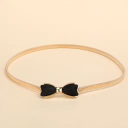 Korean Bow Buckle Metal Chain Belt Women Elastic Skinny Slim Body Thin Waist Belts For Female Lady Dress Shirt Decorative Straps