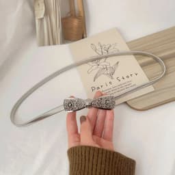 Korean Bow Buckle Metal Chain Belt Women Elastic Skinny Slim Body Thin Waist Belts For Female Lady Dress Shirt Decorative Straps