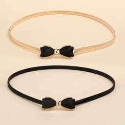 Korean Bow Buckle Metal Chain Belt Women Elastic Skinny Slim Body Thin Waist Belts For Female Lady Dress Shirt Decorative Straps