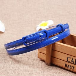 Fashion Thin Belt for Dress Sweater Jean Fashion Candy Colors Simplicity Solid Color PU Patent Leather Waistband Belts for Women