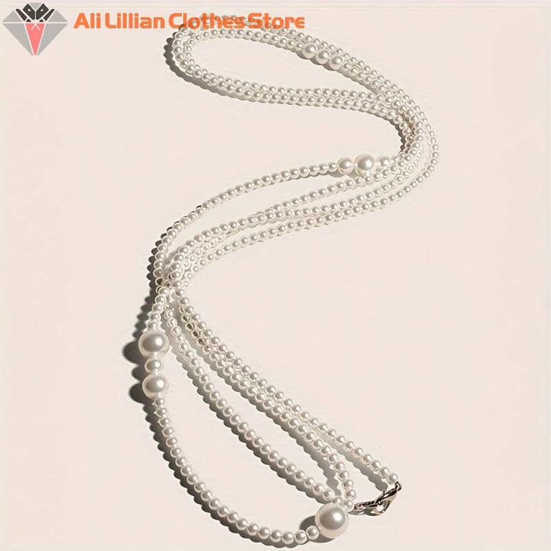 Fashion Imitation Pearl Waist Chain Women With Dress Sub Sweater Multi-layer Pearl Waist Chain Women's Simple Body Chain