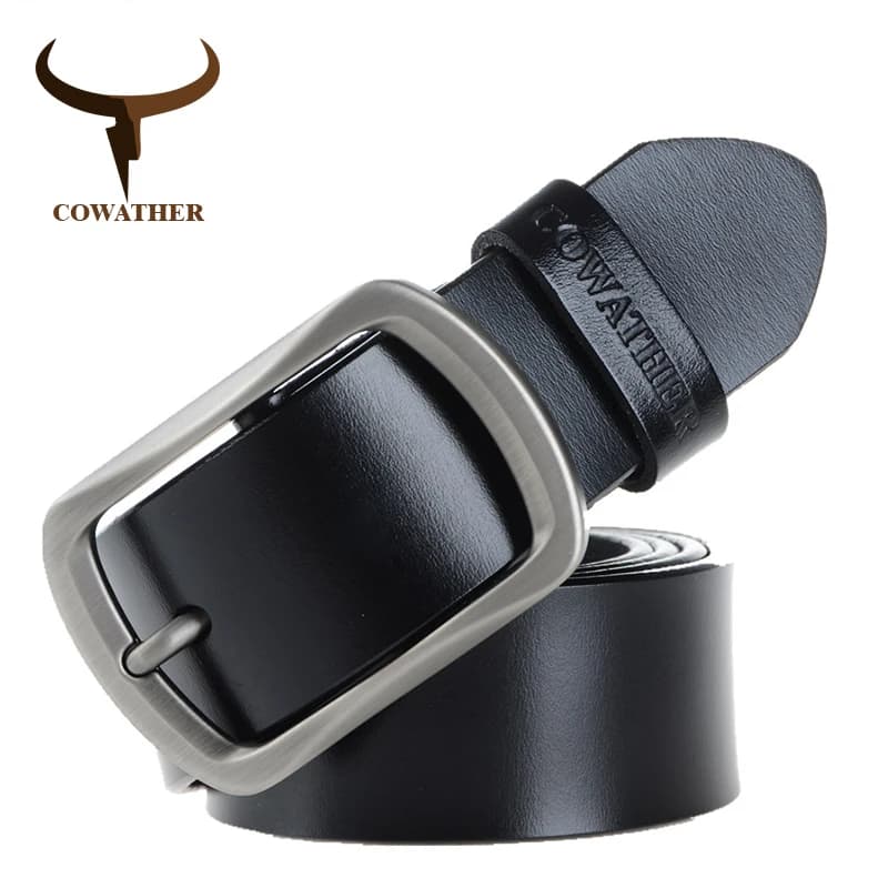 COWATHER fashion cow genuine leather 2021 new men fashion vintage style male belts for men pin buckle 100-150cm waist size 30-52