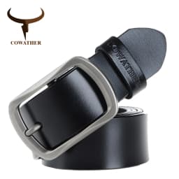 COWATHER fashion cow genuine leather 2021 new men fashion vintage style male belts for men pin buckle 100-150cm waist size 30-52