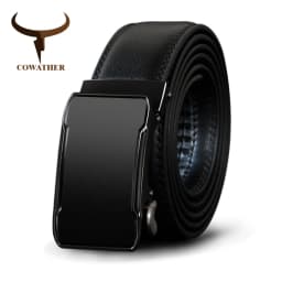 COWATHER Cow Genuine Leather Belt Top Quality Alloy Buckle Men Belts Automatic Buckle Cowhide Male Strap Black Brown Straps