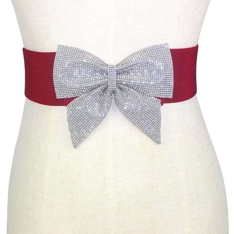 Fashionable Women's Belt Knot Dress Waist Seal Elastic Matching Skirt Red Color All Matchings Integrated Design