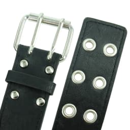 Fashion Women Punk Chain Belt Adjustable Black DoubleSingle Eyelet Grommet Metal Buckle Leather Men Waistband For Jeans