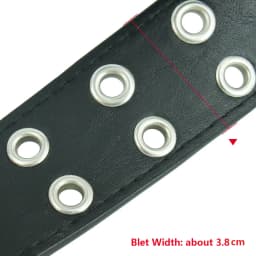 Fashion Women Punk Chain Belt Adjustable Black DoubleSingle Eyelet Grommet Metal Buckle Leather Men Waistband For Jeans