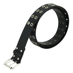 Fashion Women Punk Chain Belt Adjustable Black DoubleSingle Eyelet Grommet Metal Buckle Leather Men Waistband For Jeans
