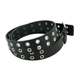 Fashion Women Punk Chain Belt Adjustable Black DoubleSingle Eyelet Grommet Metal Buckle Leather Men Waistband For Jeans