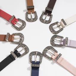 2.8x102cm Y2K Women's PU Leather Belt Vintage Carved Needle Buckle Men's Belt Punk Hip Hop Rock Style Jeans Waistband