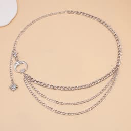 1Pc Moon Multilayer Metal Chain Waist Chain Ladies Waist Chain Belt Dress Skirt Belt With Moon Star Belt Gold Silver Clothing