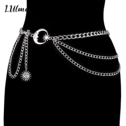 1Pc Moon Multilayer Metal Chain Waist Chain Ladies Waist Chain Belt Dress Skirt Belt With Moon Star Belt Gold Silver Clothing