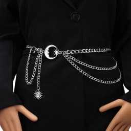 1Pc Moon Multilayer Metal Chain Waist Chain Ladies Waist Chain Belt Dress Skirt Belt With Moon Star Belt Gold Silver Clothing