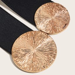 Elastic Belt Women Textured Metal Round Buckle Waistband Luxury Skirt Dress Coat Decorative Girdle Belts