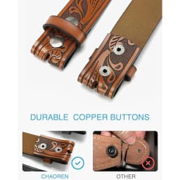 CHAOREN Western Belts for Men Without Buckle Cowboy Belt Full Grain Leather Belt for Jeans One Solid Piece Leather