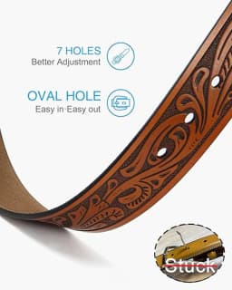 CHAOREN Western Belts for Men Without Buckle Cowboy Belt Full Grain Leather Belt for Jeans One Solid Piece Leather