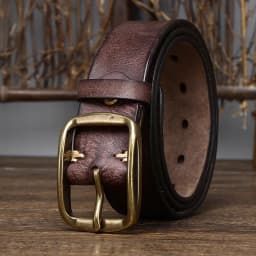 3.8CM Thick Cowhide Copper Buckle Top Grain Genuine Leather Casual Jeans Belt Men High Quality Retro Luxury Male Strap Cintos