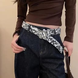 Pink Plush 2K Leopard Print Spicy Belts Fashion Trendy Women's Belt Fluffy Furry Waist Belt Retro Versatile Jeans Accessories