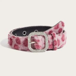 Pink Plush 2K Leopard Print Spicy Belts Fashion Trendy Women's Belt Fluffy Furry Waist Belt Retro Versatile Jeans Accessories