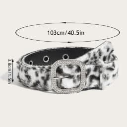 Pink Plush 2K Leopard Print Spicy Belts Fashion Trendy Women's Belt Fluffy Furry Waist Belt Retro Versatile Jeans Accessories